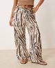 JDY Petite JDY Petite wide leg pants in abstract zebra print-White - 4