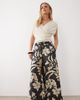 JDY Petite JDY Petite wide leg pants in black with cream floral print - 1