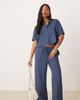 JDY Petite JDY Petite wide leg pants in dark blue stripes - part of a set - 1