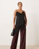 JDY Petite JDY Petite wide leg pants in dark plum-Brown - 1