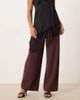 JDY Petite JDY Petite wide leg pants in dark plum-Brown - 2