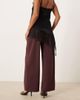 JDY Petite JDY Petite wide leg pants in dark plum-Brown - 4