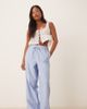 JDY Petite JDY Petite wide leg pull on pants in light blue stripe - 1