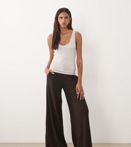 JDY Tall JDY high rise wide leg pants in chocolate brown