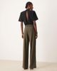 JDY Tall JDY Tall belt detail wide leg pants in khaki green - 4