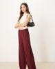 JDY Tall JDY Tall button detail wide leg dad pants in burgundy-Red - 1