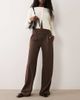 JDY Tall JDY Tall button detailing wide leg pants in chocolate brown - 1