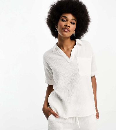 JDY Tall JDY Tall cheesecloth shirt in white - part of a set