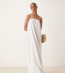 JDY Tall JDY Tall cheesecloth sleeveless maxi dress in off white