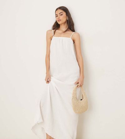 JDY Tall JDY Tall cheesecloth sleeveless maxi dress in white