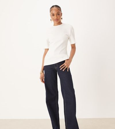 JDY Tall JDY Tall Felina high waist wide leg jeans in rinse blue denim