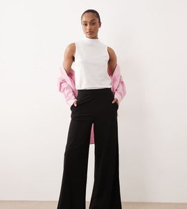 JDY Tall JDY Tall high rise wide leg pants in black