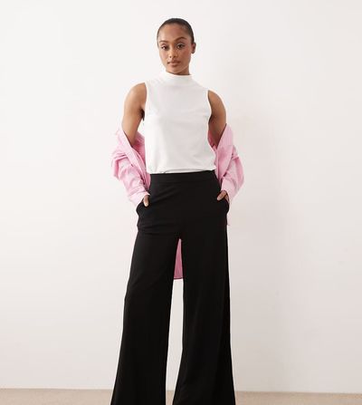JDY Tall JDY Tall high rise wide leg pants in black