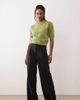 JDY Tall JDY Tall high waist wide leg textured tailored pants in dark gray - 1