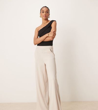 JDY Tall JDY Tall high waisted wide leg pants in beige-Neutral