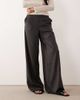 JDY Tall JDY Tall pull on wide leg pants in charcoal pinstripes-Gray - 2