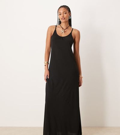 JDY Tall JDY Tall tie back maxi dress in black