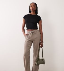 JDY Tall JDY Tall wide leg cheesecloth pants in brown