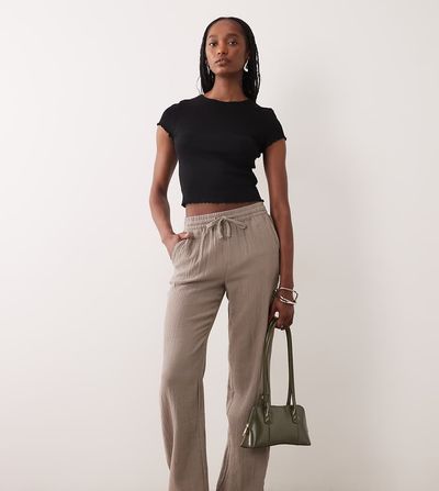 JDY Tall JDY Tall wide leg cheesecloth pants in brown