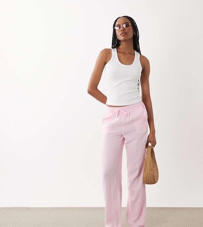 JDY Tall JDY Tall wide leg cheesecloth pants in pink