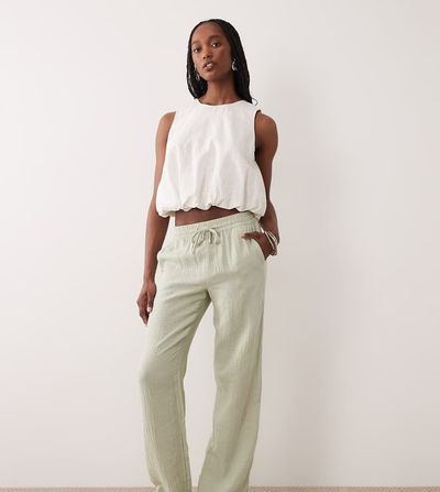 JDY Tall JDY Tall wide leg cheesecloth pants in sage green