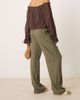 JDY Tall JDY Tall wide leg linen mix pants in khaki-Green - 2