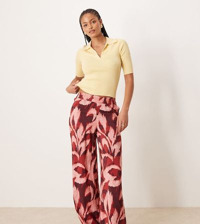 JDY Tall JDY Tall wide leg pants in abstract print-pink