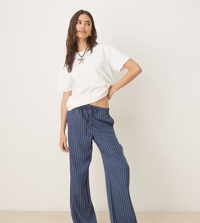 JDY Tall JDY Tall wide leg pants in blue stripes