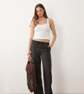 JDY Tall JDY Tall wide leg pants in brown stripes