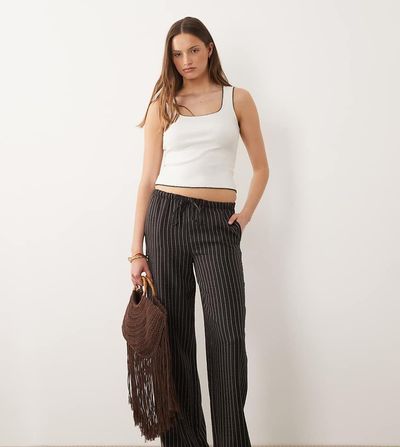JDY Tall JDY Tall wide leg pants in brown stripes