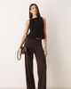 JDY Tall JDY Tall wide leg pants in chocolate brown - 1