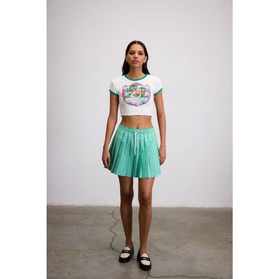 Je Te Veux Je Te Veux Eden Kiss Swan Print Crop Baby Tee