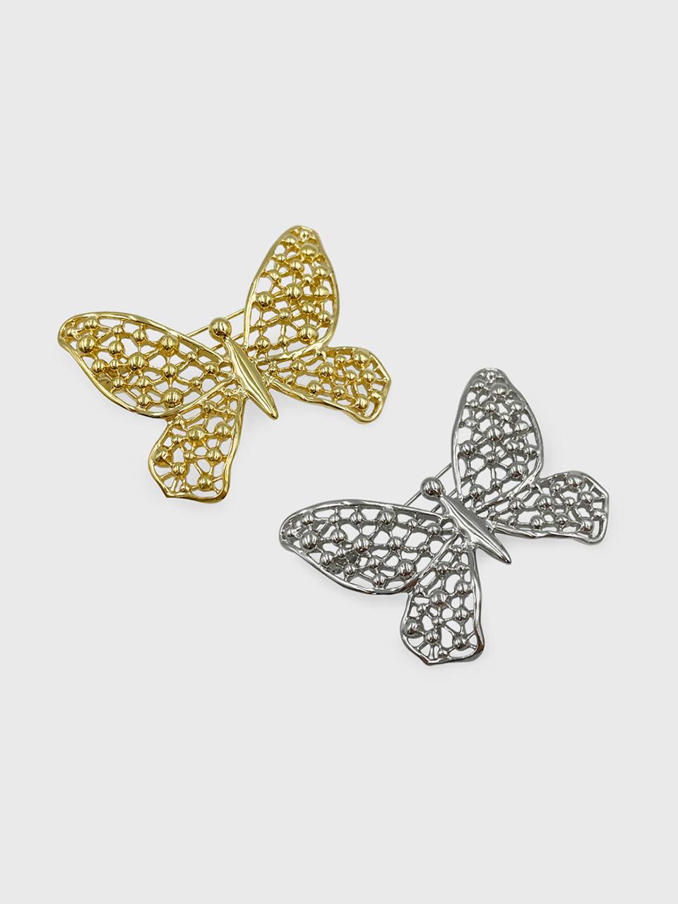Jean Paul Clarisse 925 Silver Gold Plated Butterfly Brooch [SILVER] (JS-22-013BR)