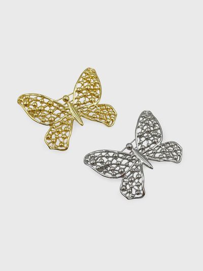 Jean Paul Clarisse 925 Silver Gold Plated Butterfly Brooch [SILVER] (JS-22-013BR)