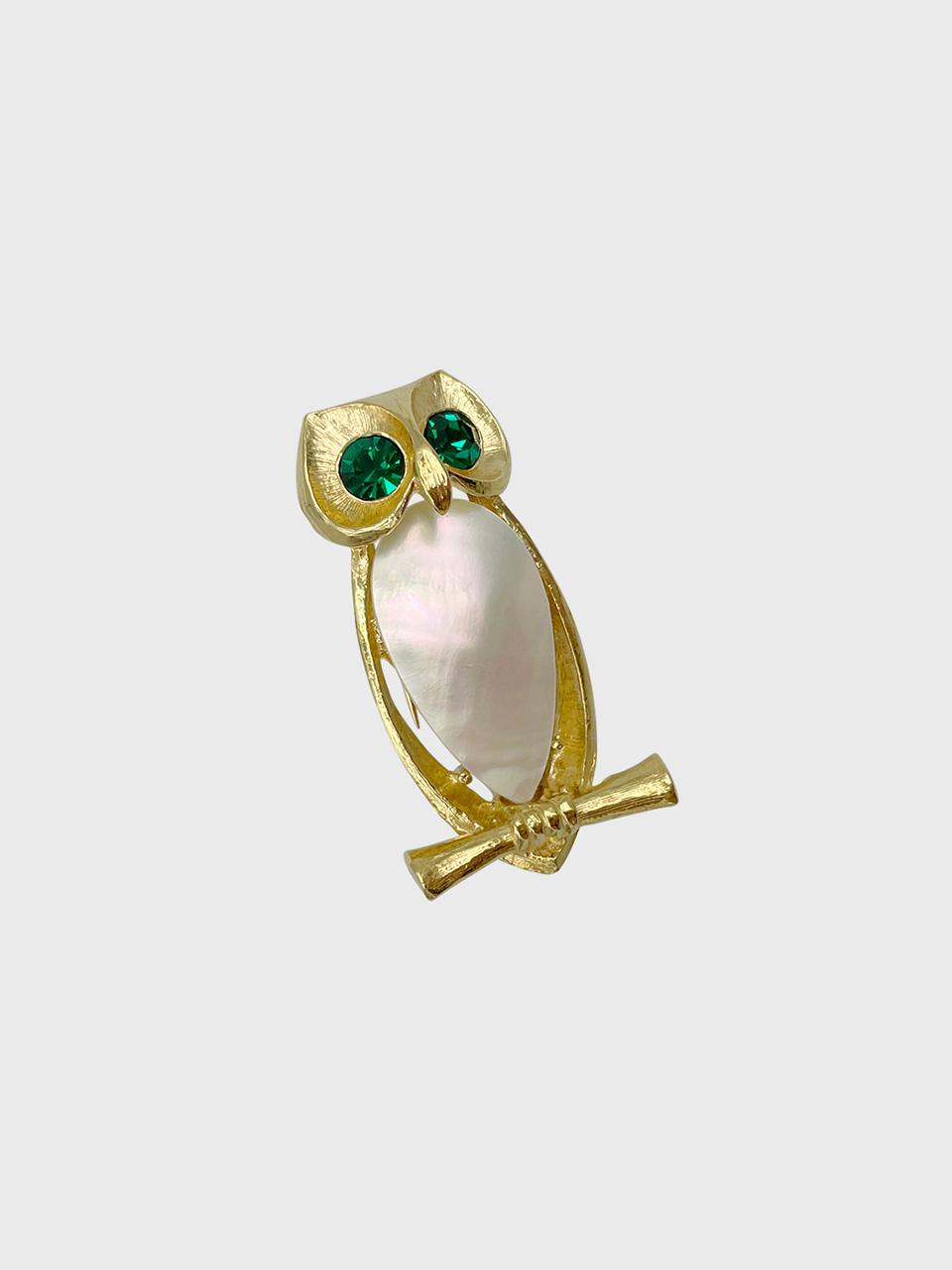 Jean Paul Clarisse Austrian Crystal Mother-of-Pearl 925 Silver Owl Brooch [SILVER] (JS-22-018BR)