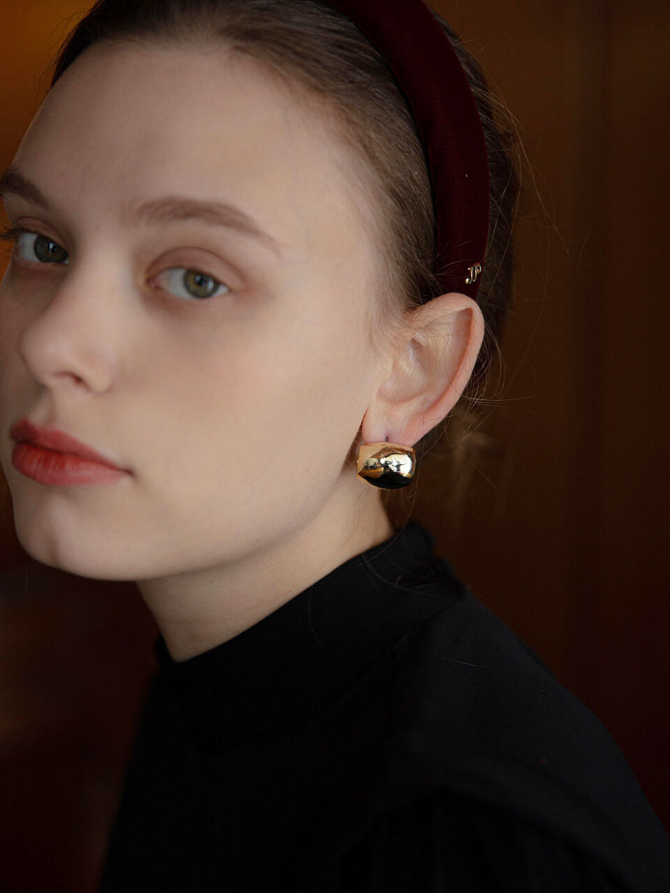 Jean Paul Clarisse Bold Square Half Hoop Earrings 017E
