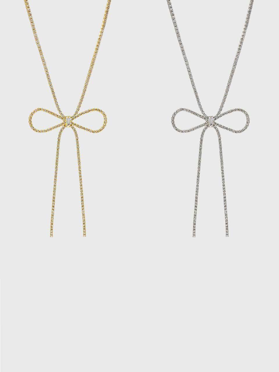 Jean Paul Clarisse Crystal Ribbon Long Necklace
