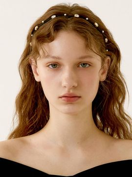 Jean Paul Clarisse Deco Crystal Pearl Slim Hairband (JC004HB)
