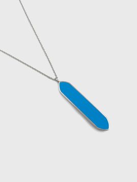 Jean Paul Clarisse Hexagon Synthetic Turquoise Platinum-Plated Necklace [SILVER] (JS-22-002N-TQ)