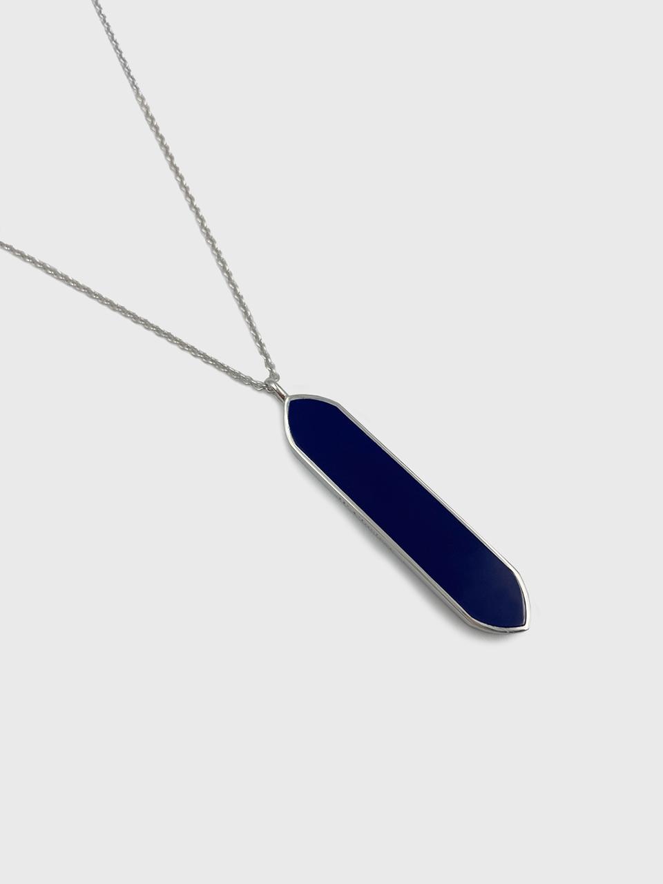 Jean Paul Clarisse Lapis Lazuli Hexagon Natural Stone Necklace [SILVER] (JS-22-002N-RR)