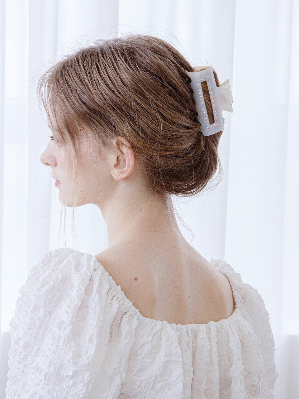 Jean Paul Clarisse Line Crystal Square Hair Claw