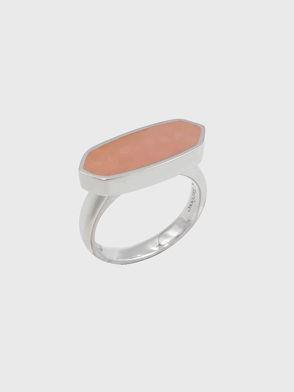 Jean Paul Clarisse Natural Stone Hexagon Platinum Plated Ring [SILVER] (JS-22-003R-RQ)