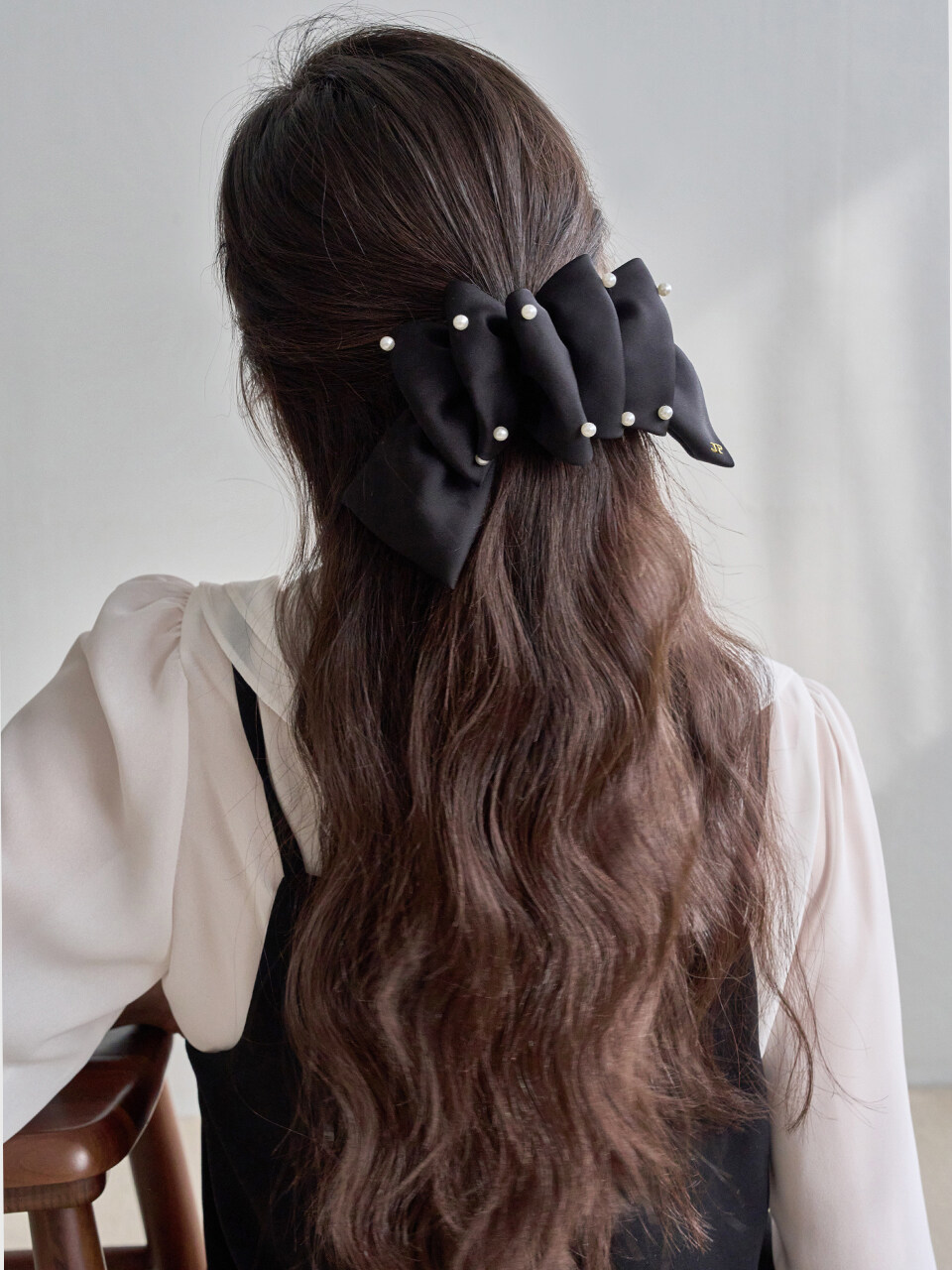 Jean Paul Clarisse Pearl Satin Shirring Barrette Clip