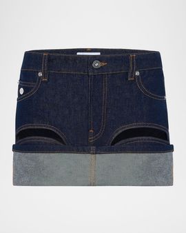Jean Paul Gaultier Cutout Denim Mini Skirt