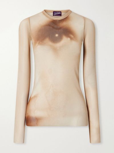 JEAN PAUL GAULTIER Face printed mesh blouse