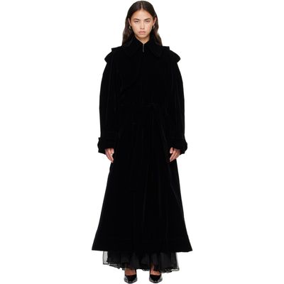 Jean Paul Gaultier Jean Paul Gaultier Black Nylon Flock Long Trench Coat