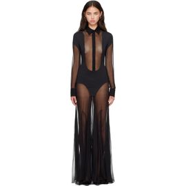 Jean Paul Gaultier Jean Paul Gaultier Black Silk Bi Material Maxi Dress