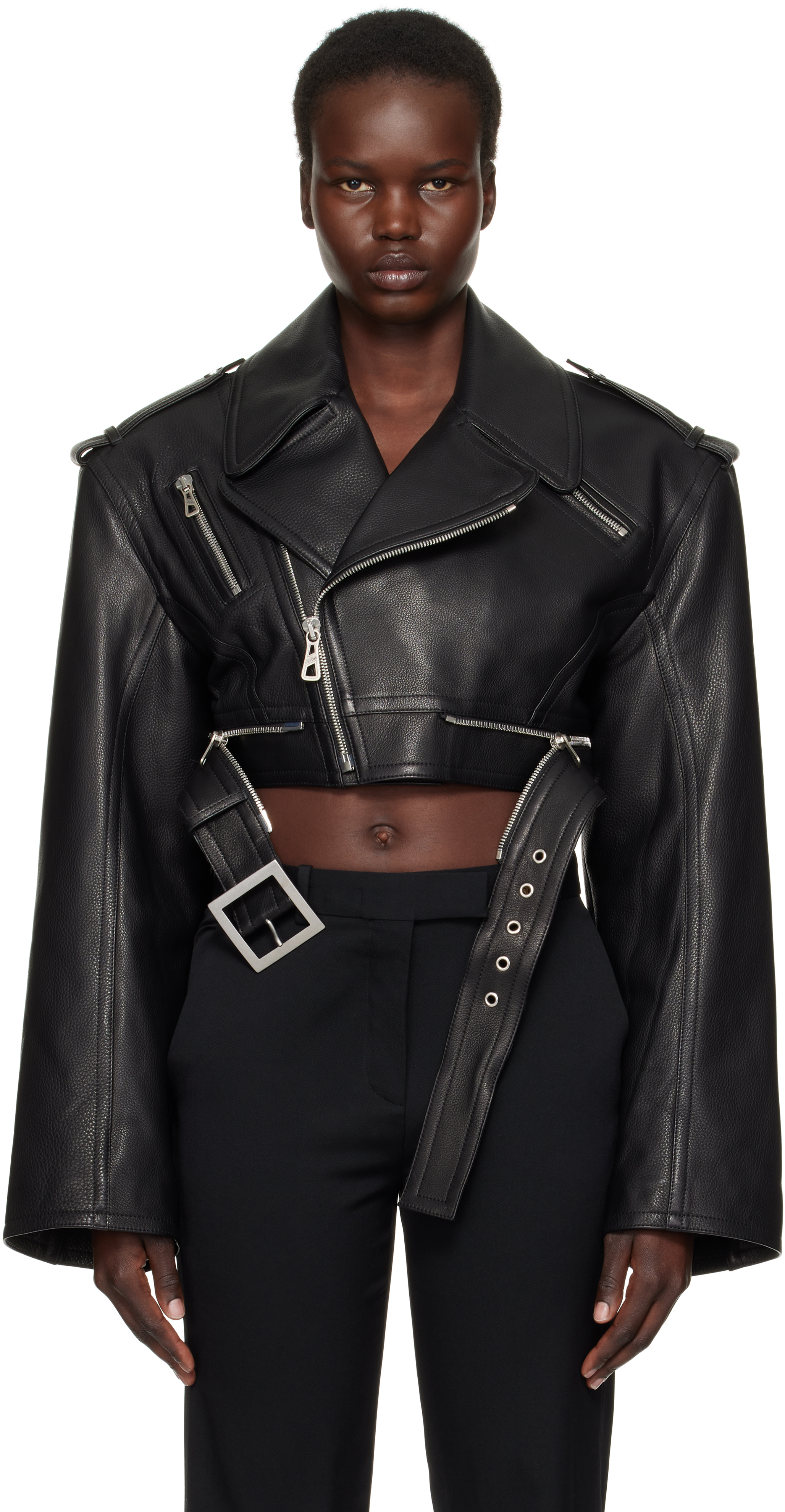 Jean Paul Gaultier - Black 'The Cropped Perfecto' Leather Jacket