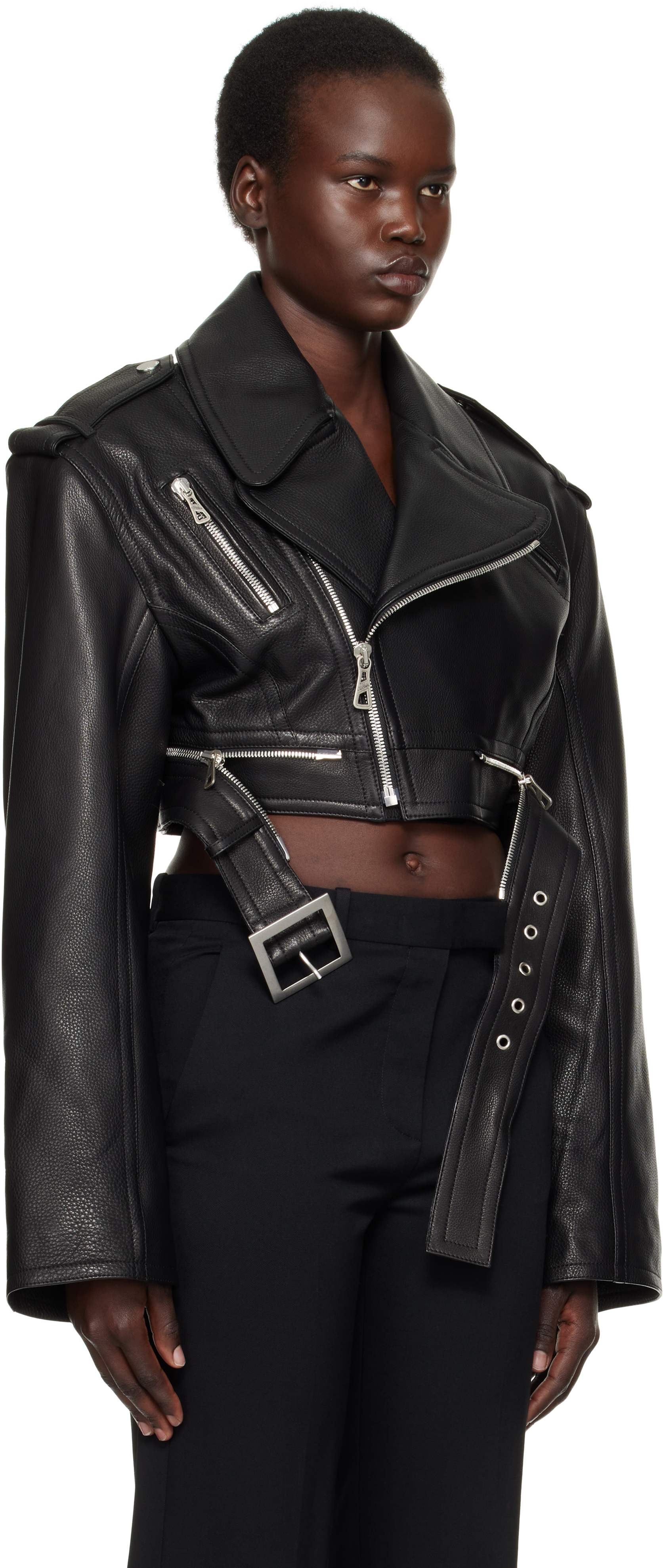 Jean Paul Gaultier - Black 'The Cropped Perfecto' Leather Jacket