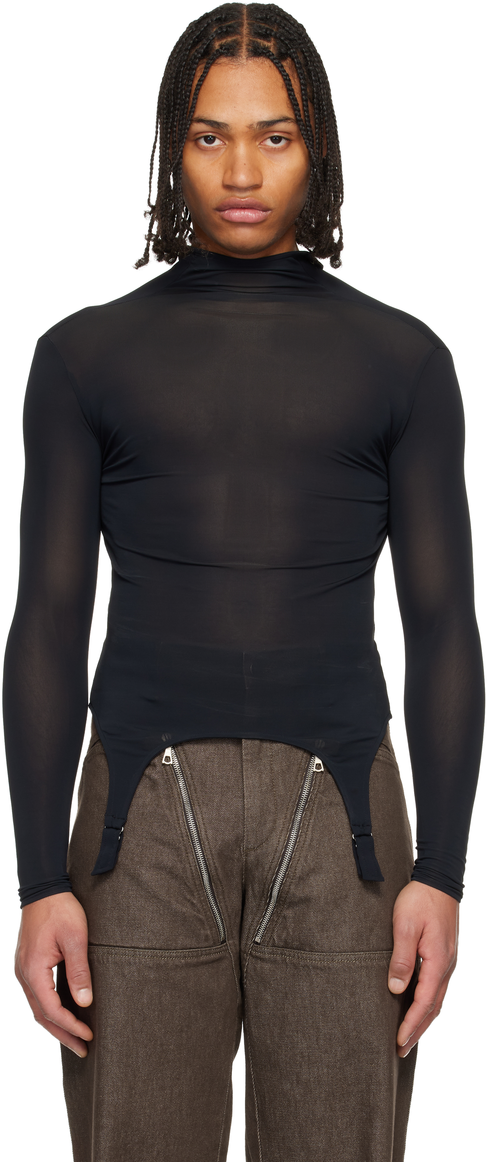 Jean Paul Gaultier - Black 'The Garter Top' Turtleneck